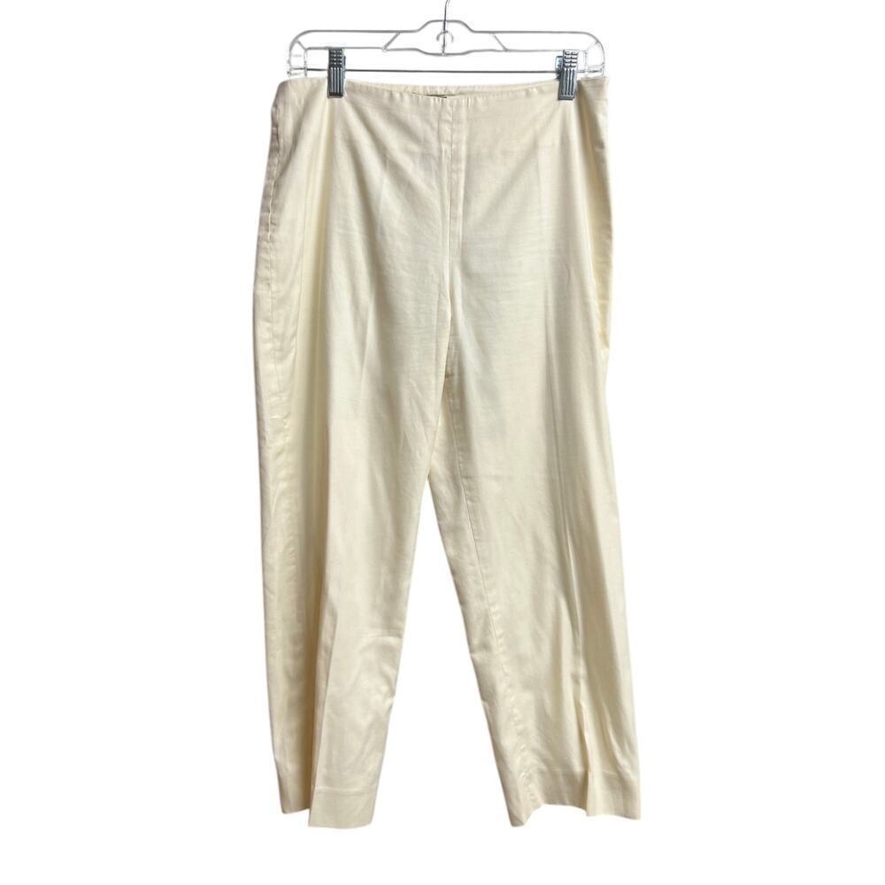 Ralph Lauren Vintage Women's Pale Yellow Cotton Cropped Lined Pants Size 8